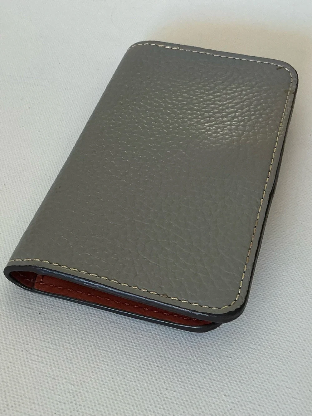 Dooney & Bourke Pebble Grain Leather Checkbook Wallet Gray & Cognac